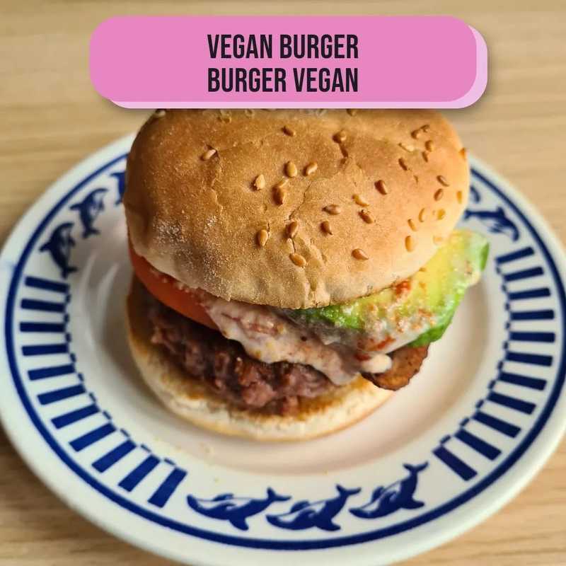 Vegan Burger with Avocado and Mushrooms